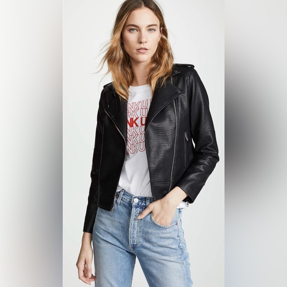 Cupcakes & Cashmere Women's Vivica Washed Leather Moto Jacket #CH302298 black XS